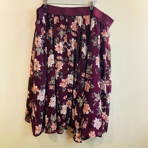 TORRID Sz 4 Vanity Chiffon A-Line Floral Petticoat Lined Elastic Waist Skirt NEW - Picture 3 of 13